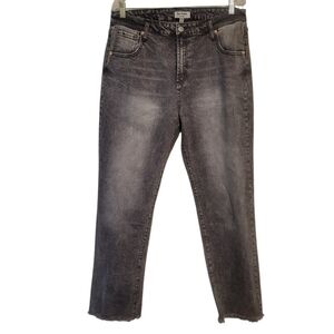 Juicy Couture Venice Grey Marble Wash Straight Leg Frayed Hem Jeans Plus 14W NWT